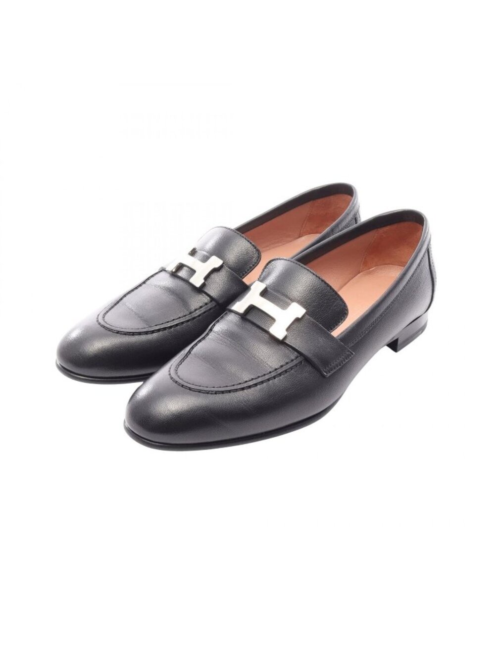 Hermes Loafers Moccasins Paris Black Leather